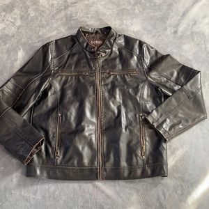 Faux leather jacket men L